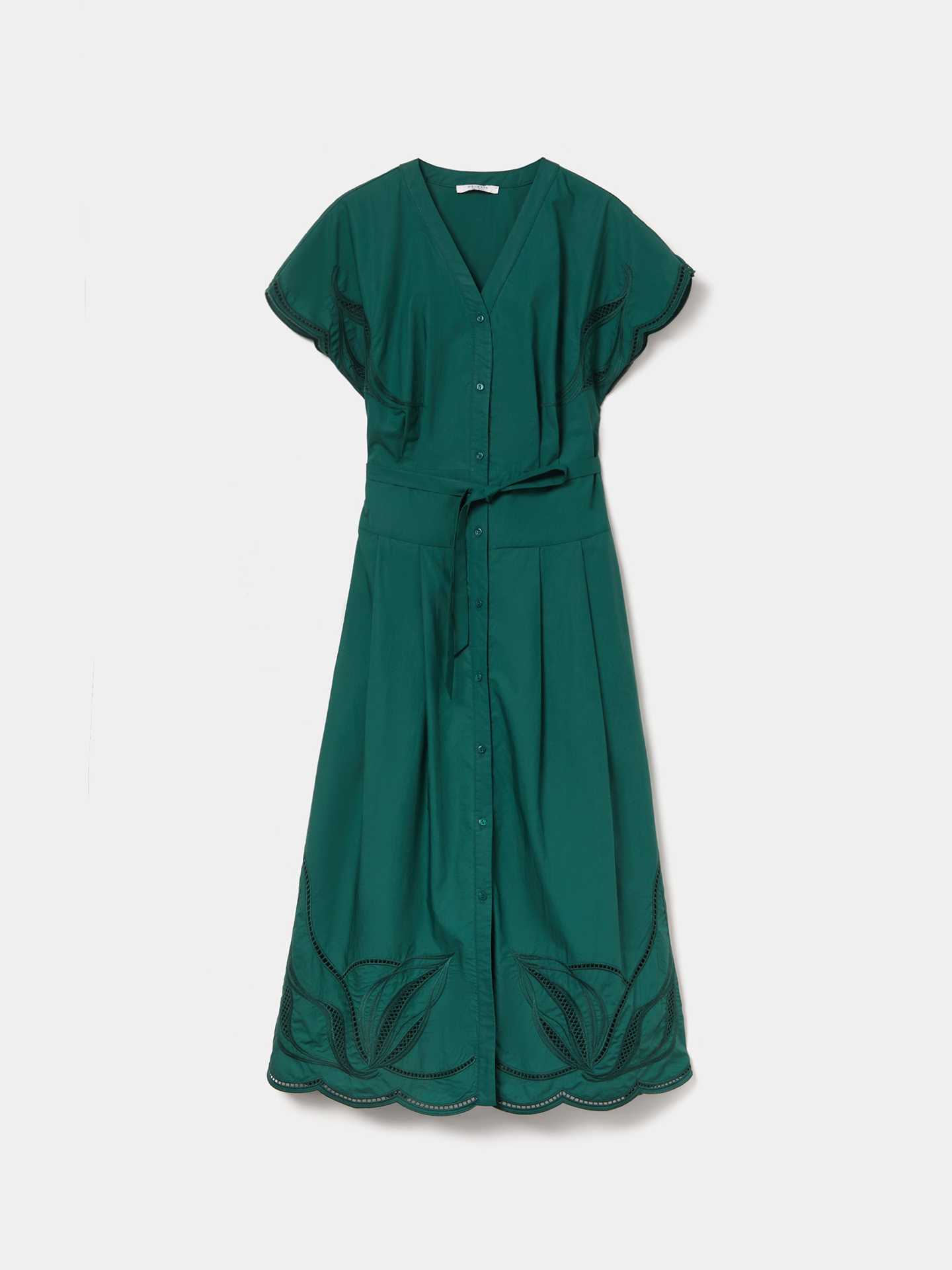 Vestido Midi com Bordado Inglês
