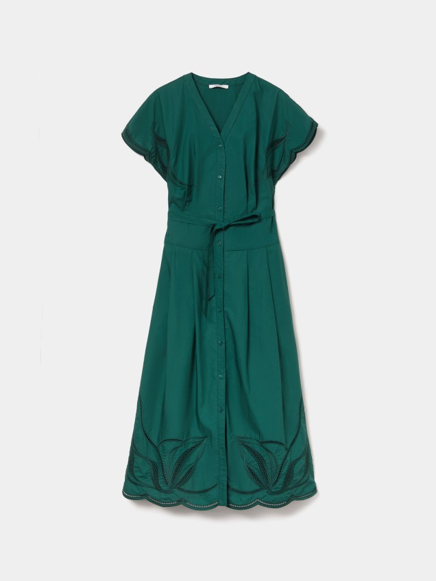 Vestido Midi com Bordado Inglês