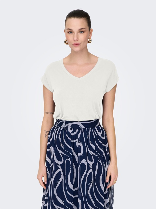 T-shirt com Decote em V