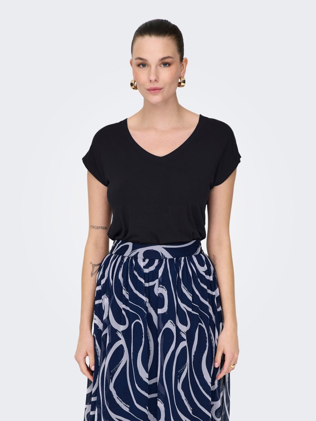 T-shirt com Decote em V