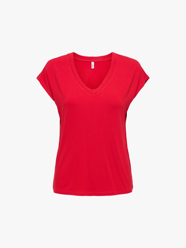 T-shirt com Decote em V