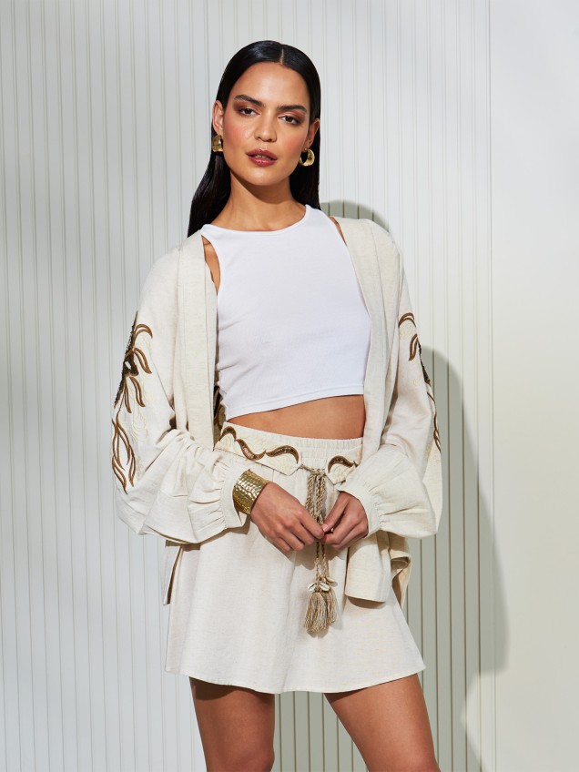 Camisa Aberta com Bordados
