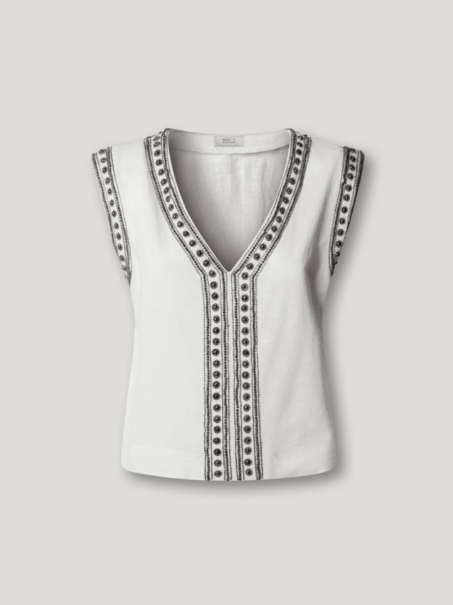 T-shirt com Decote em V