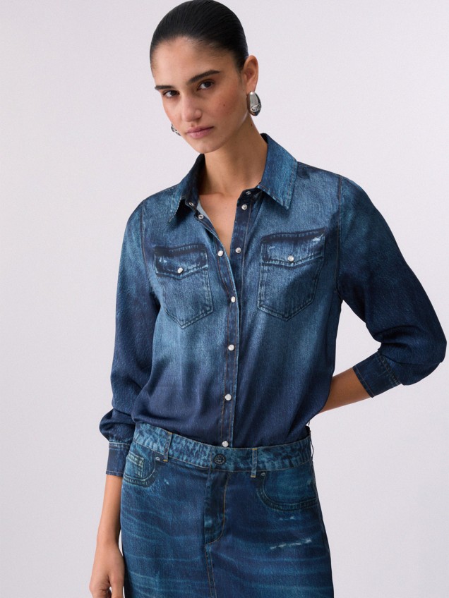 Camisa de Cetim Estampada