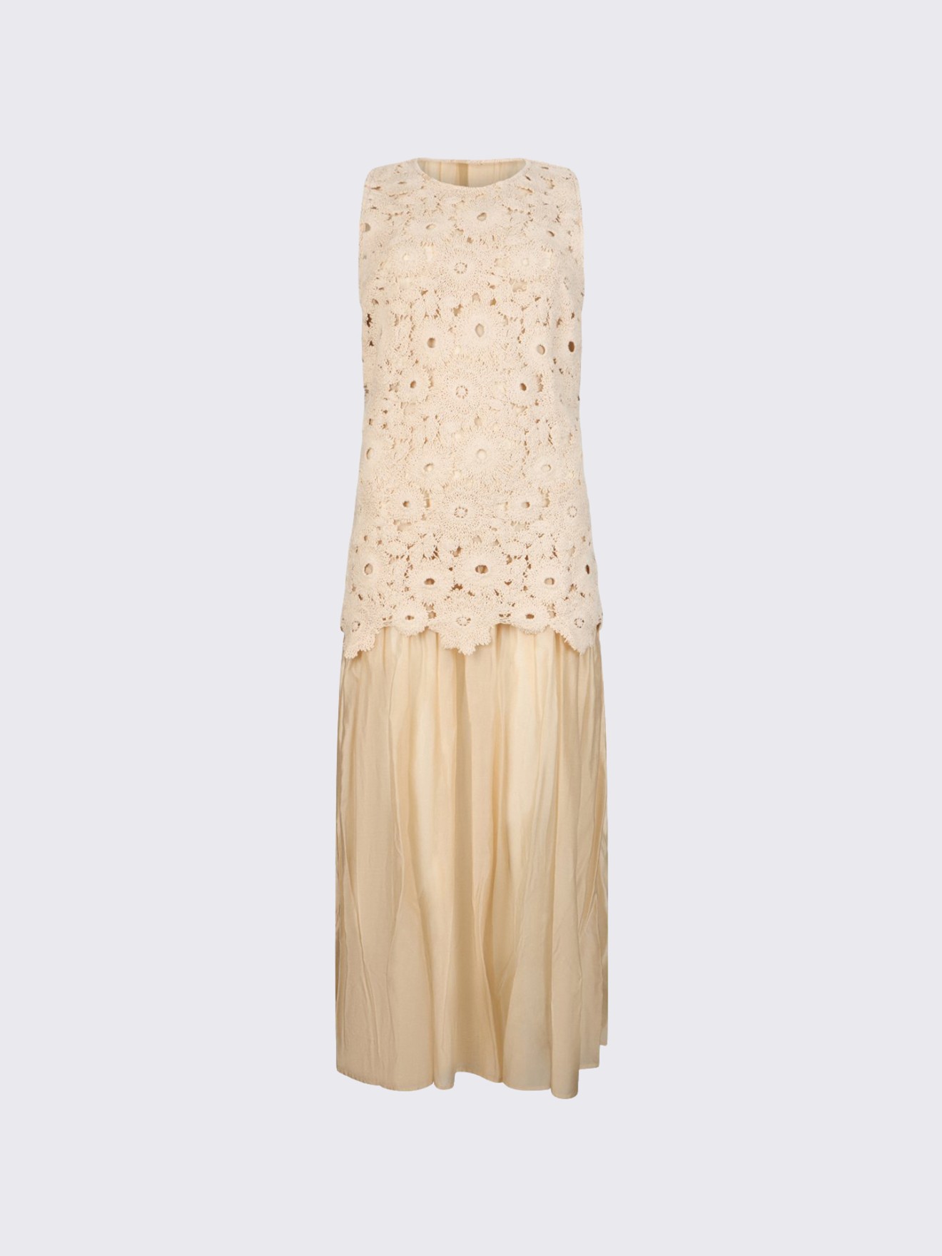 Vestido Midi com Renda Macramé