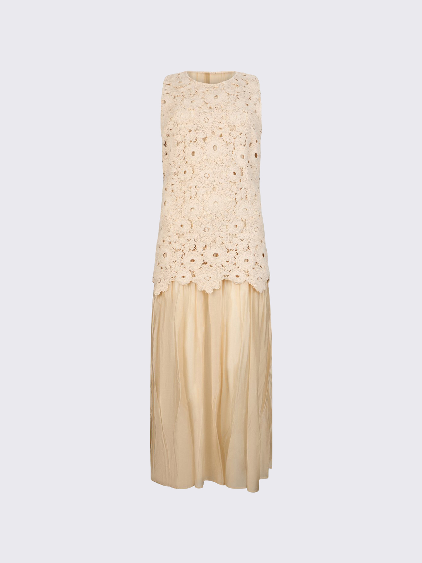 Vestido Midi com Renda Macramé