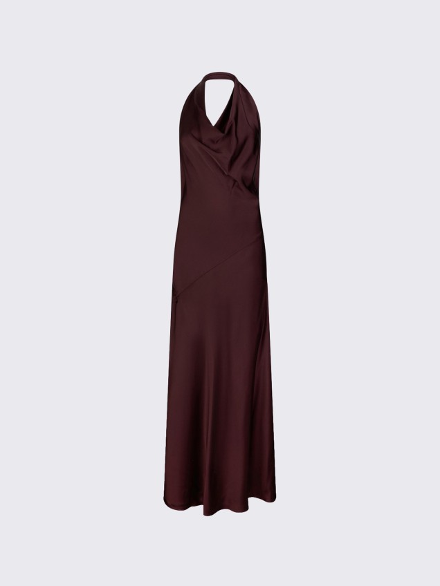 Vestido Comprido com Decote Drapeado