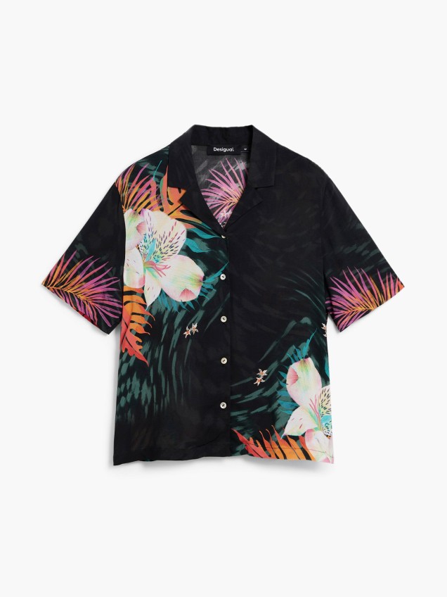 Camisa com Estampado Tropical