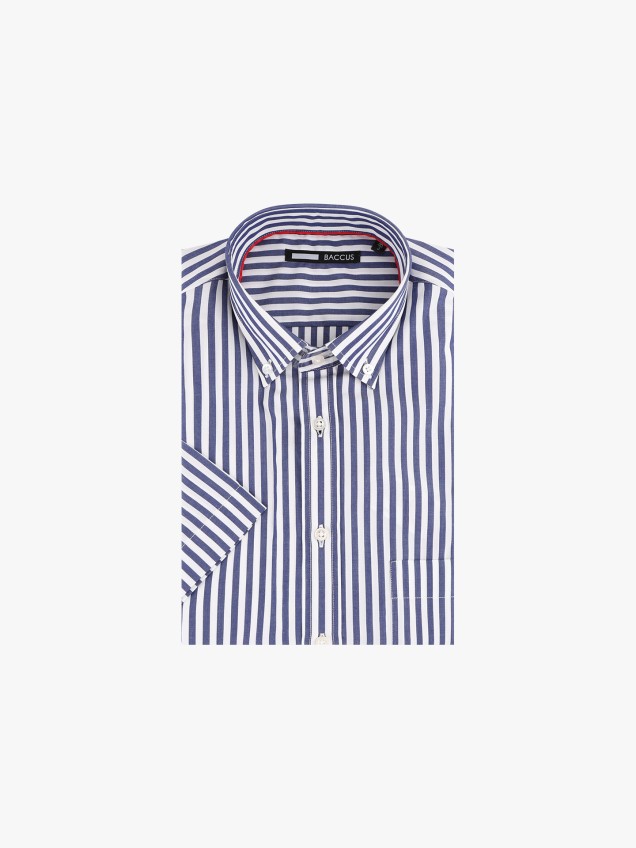 Camisa de Manga Curta às Riscas