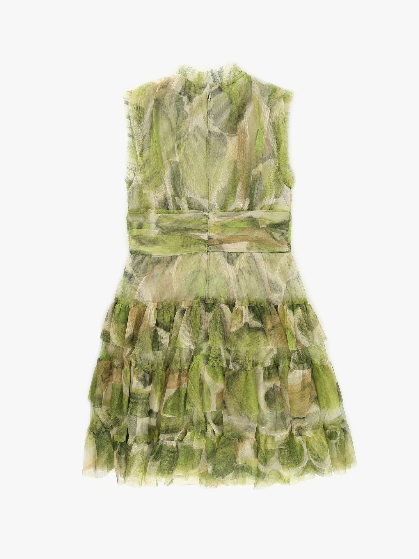Vestido Estampado com Folhos