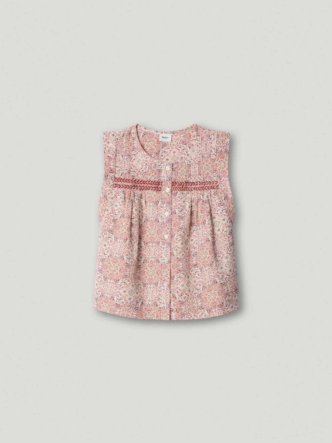 Blusa com Padr�o Floral e Bordado