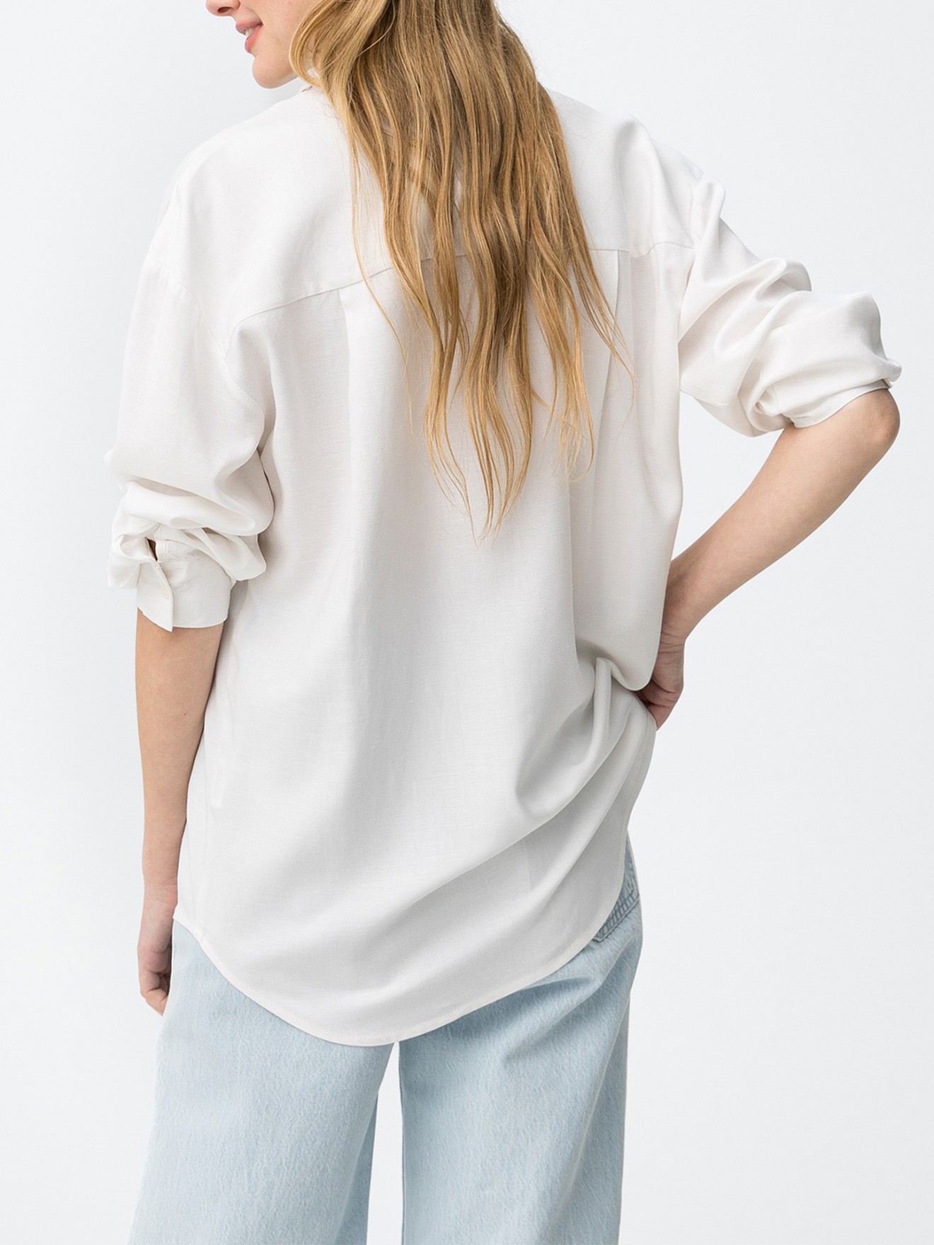 Camisa de Corte Largo às Riscas