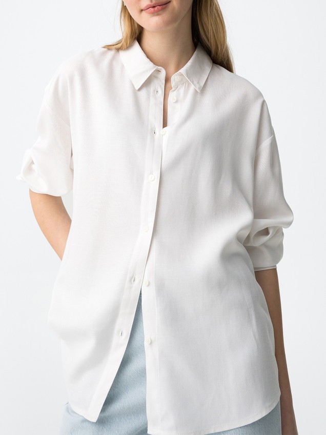 Camisa de Corte Largo às Riscas