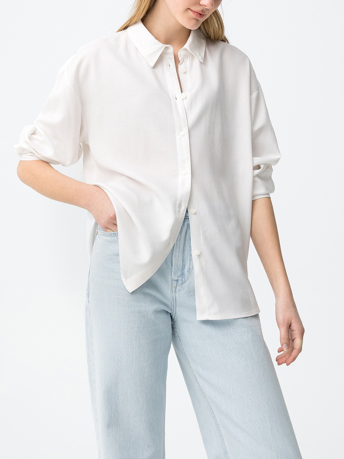 Camisa de Corte Largo às Riscas