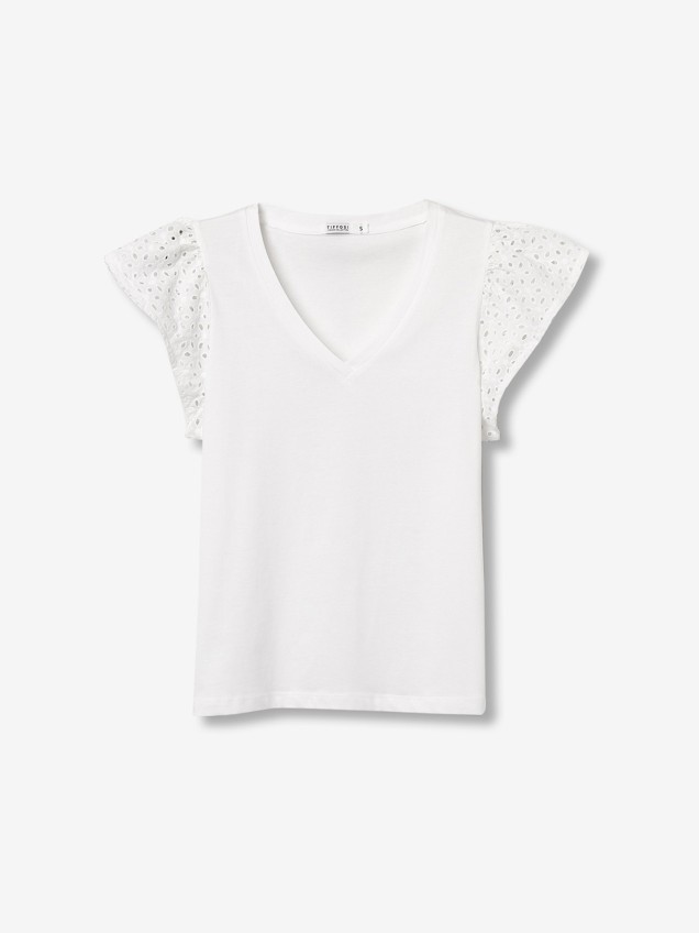 T-shirt com Decote em V