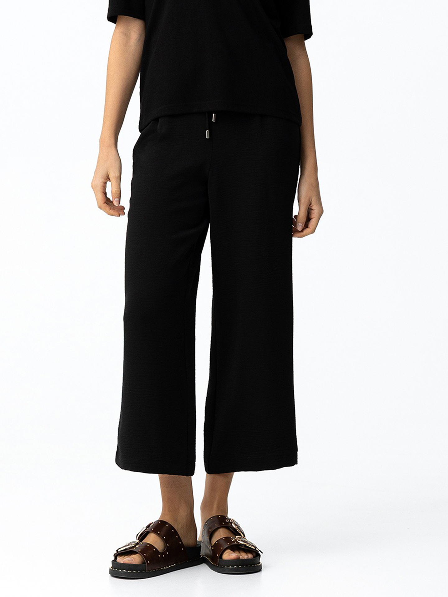 Calças Culotte de Tecido Texturado