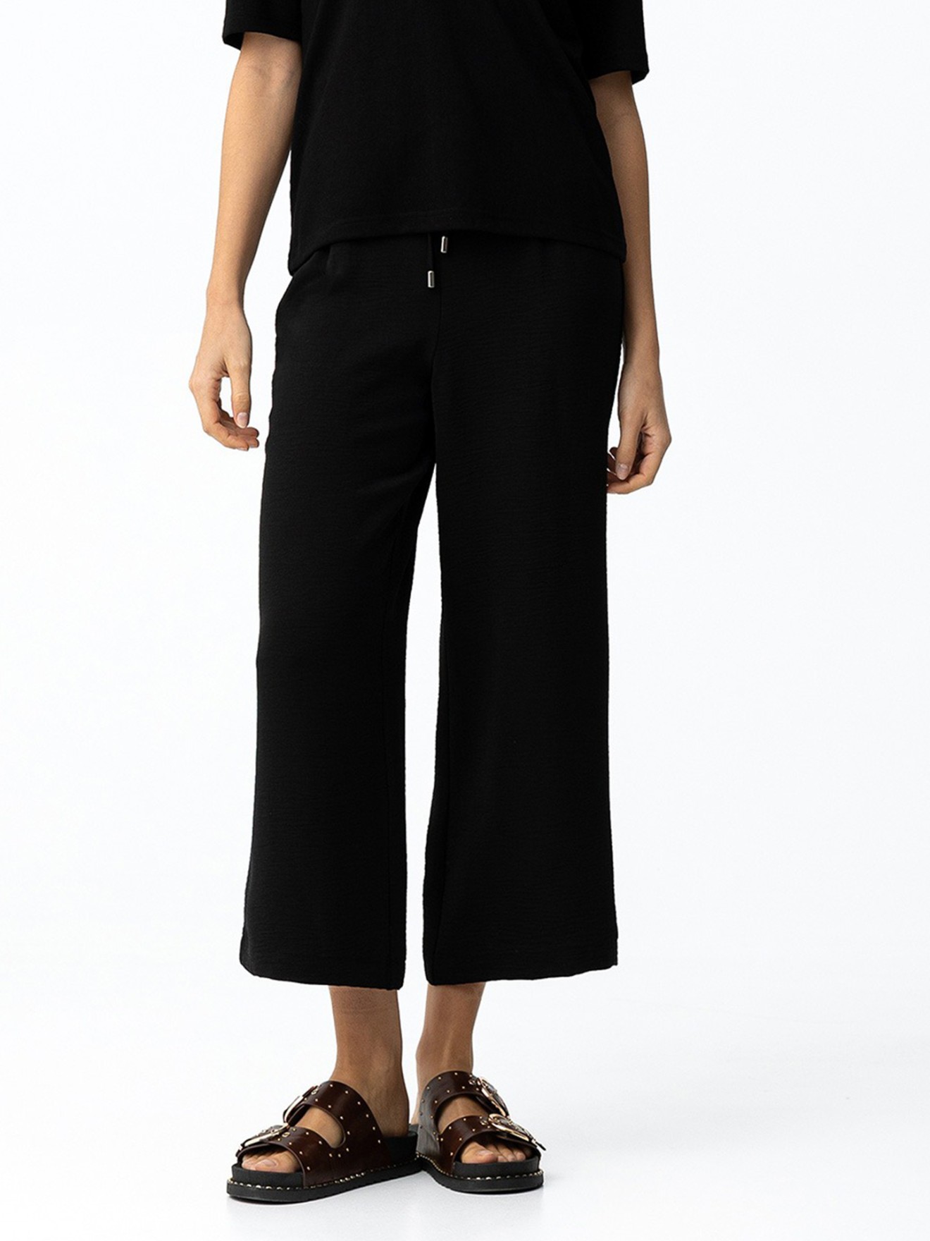 Cal�as Culotte de Tecido Texturado