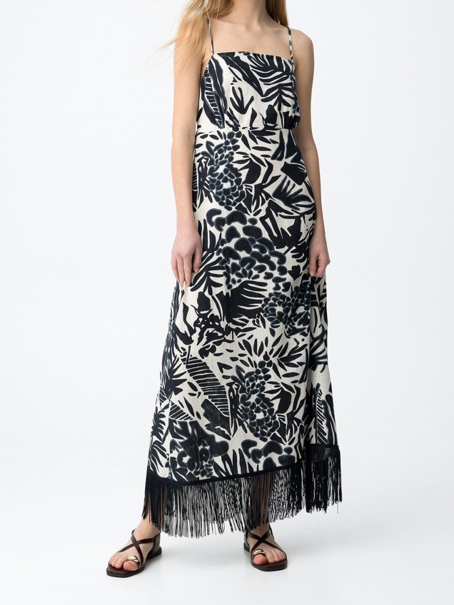 Vestido Comprido com Franjas