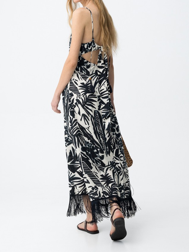 Vestido Comprido com Franjas