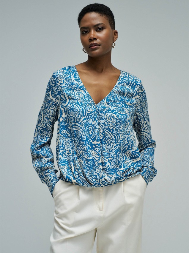 Blusa Acetinada com Padr�o