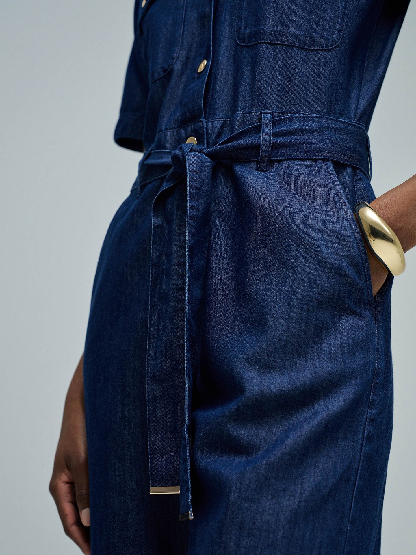 Macacão em Lightdenim com Perna Cropped