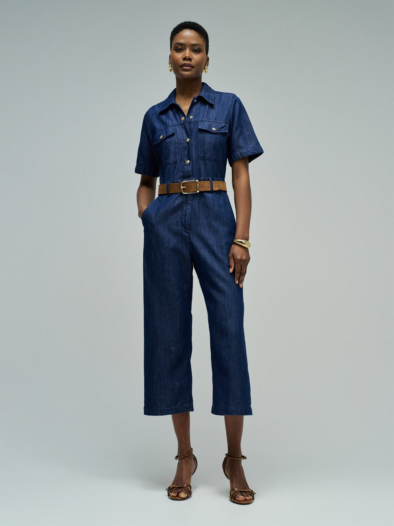 Macacão em Lightdenim com Perna Cropped