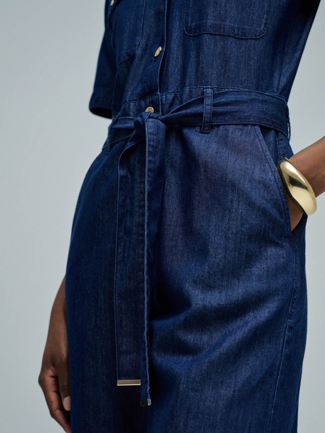Macacão em Lightdenim com Perna Cropped