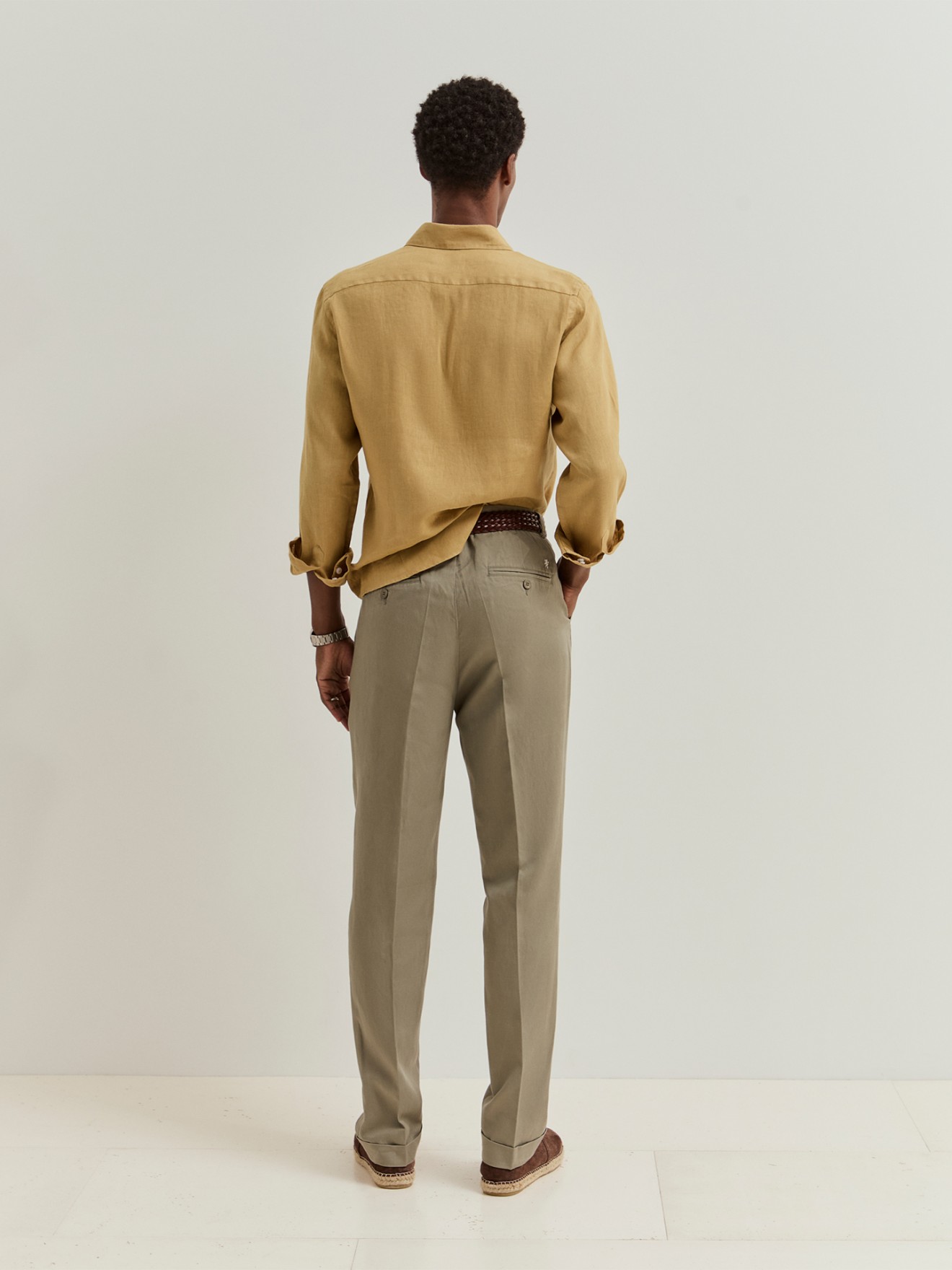 Calças Chino de Sarja Regular Fit