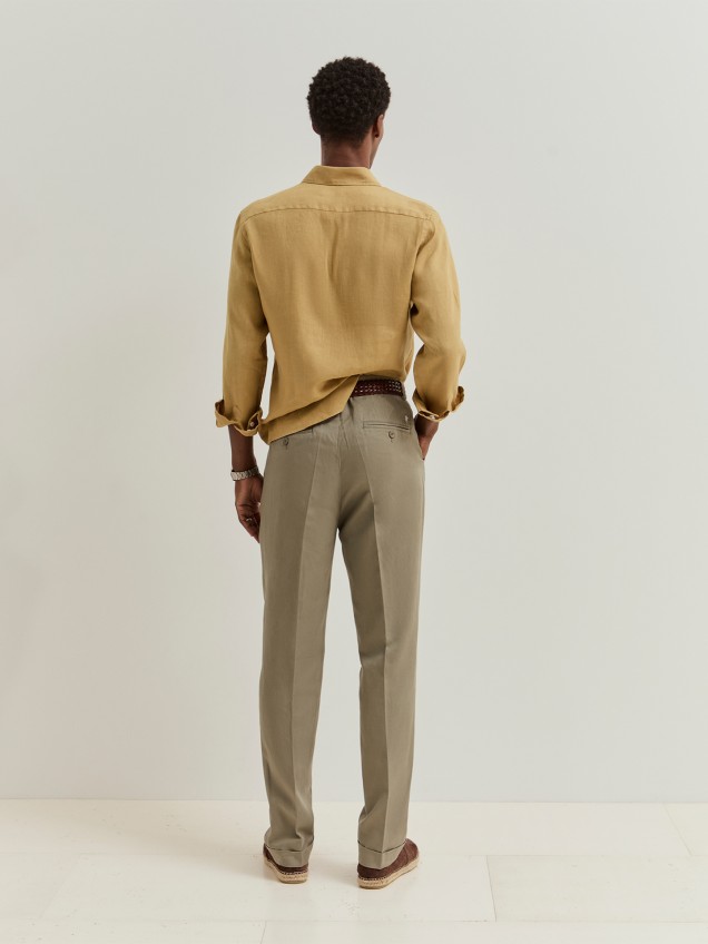 Calças Chino de Sarja Regular Fit