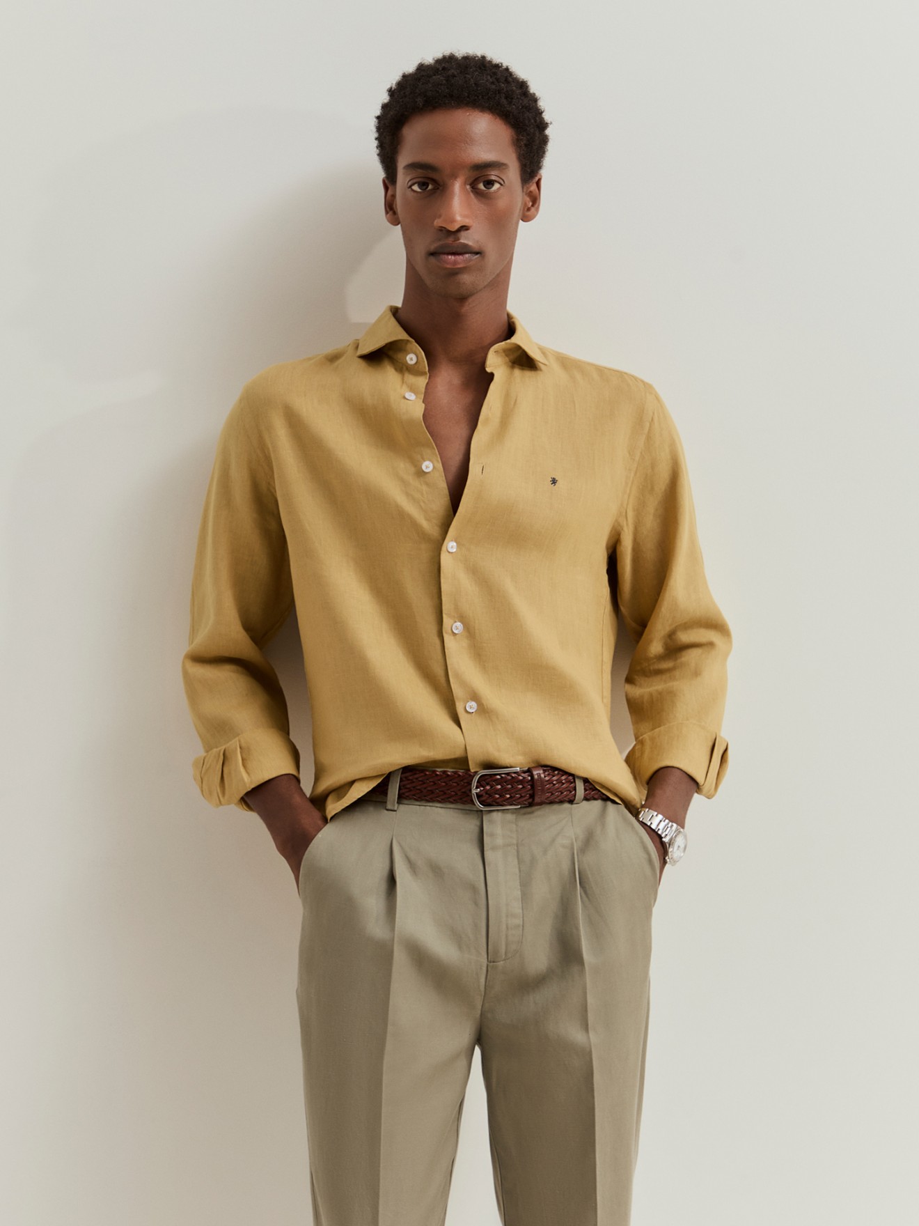 Calças Chino de Sarja Regular Fit