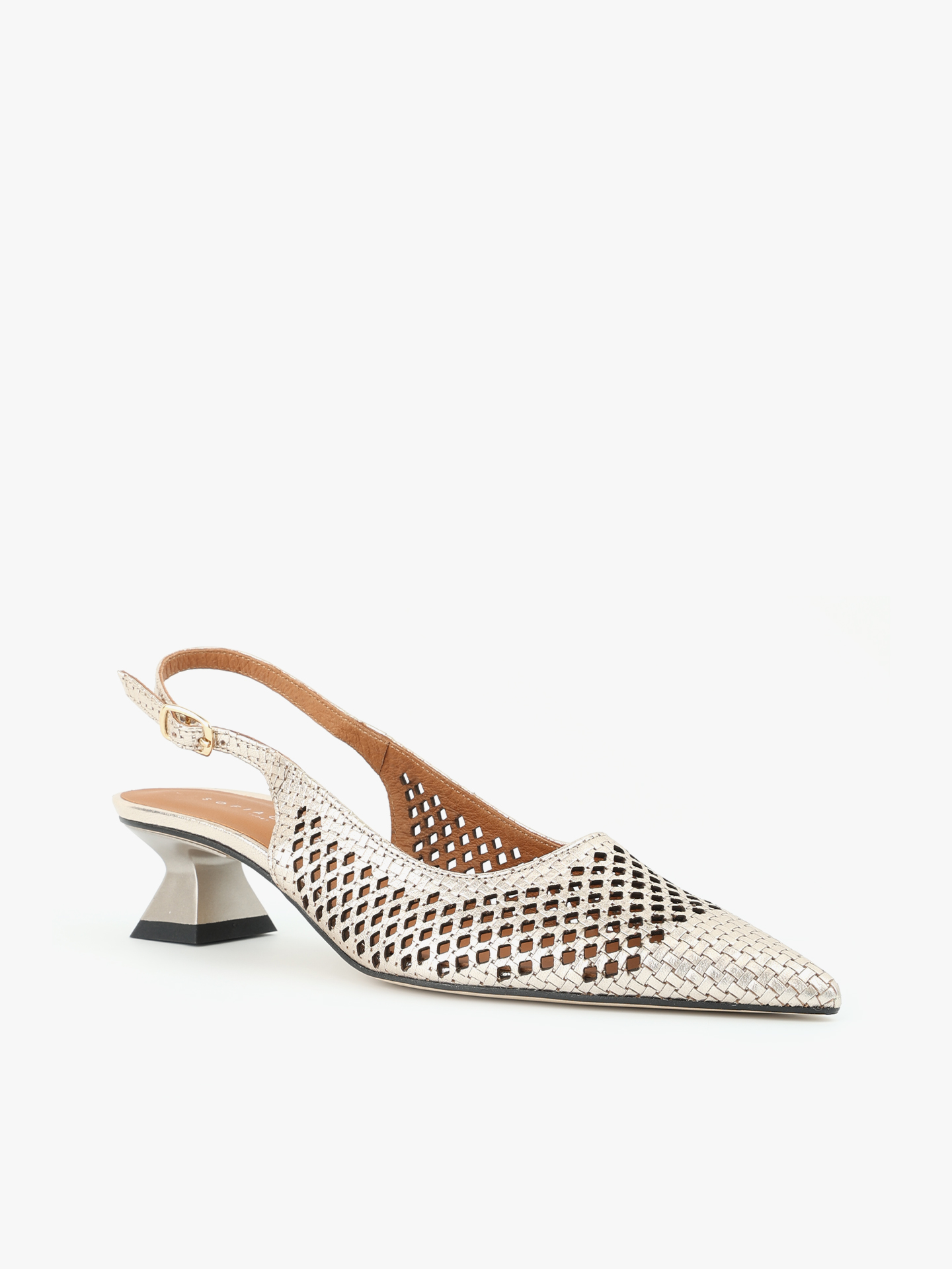 Sapatos Slingback em Pele Perfurada