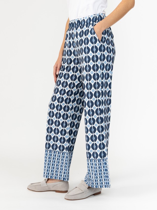 Calças Largas com Estampado