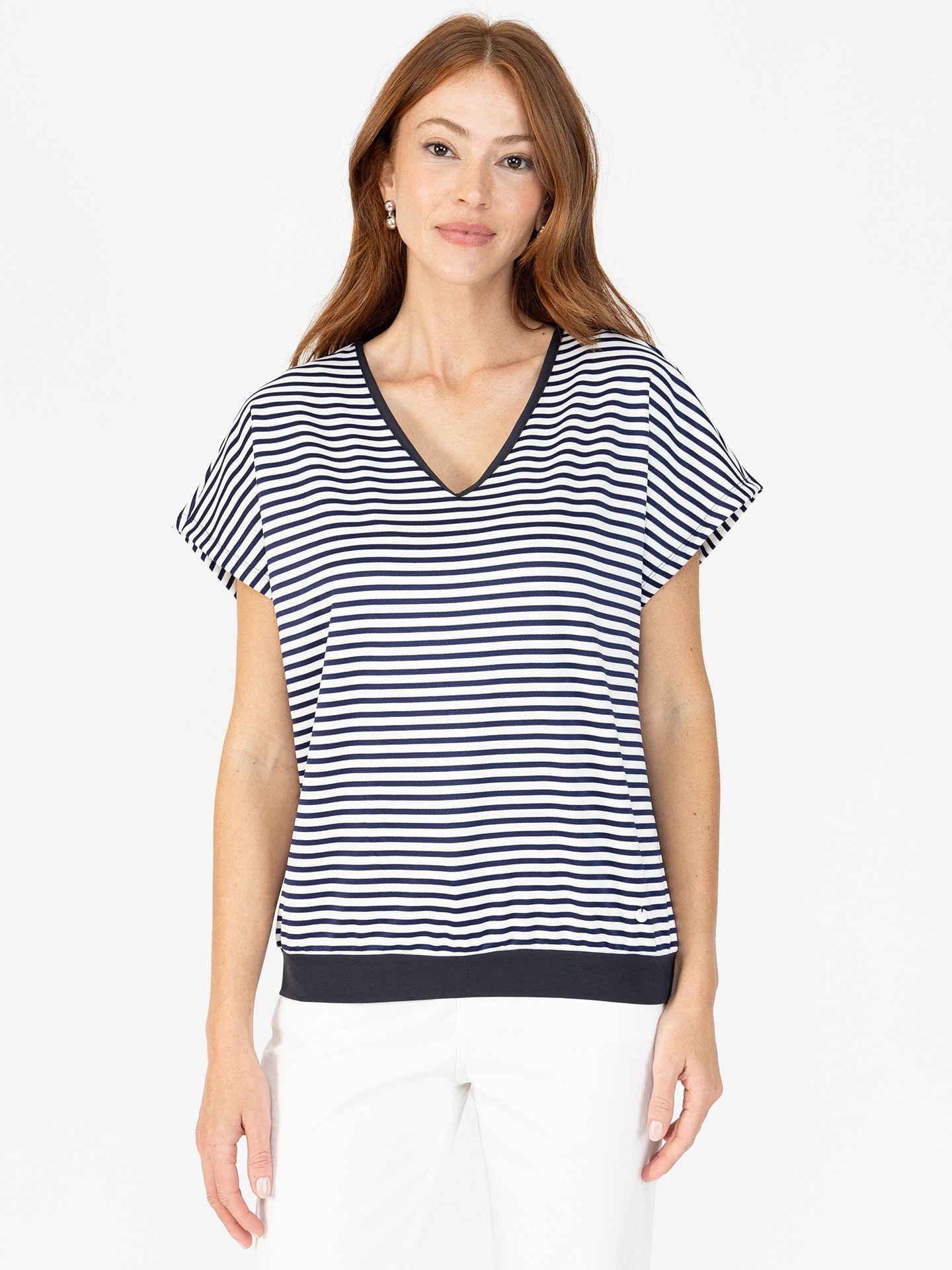Blusa às Riscas com Manga Morcego