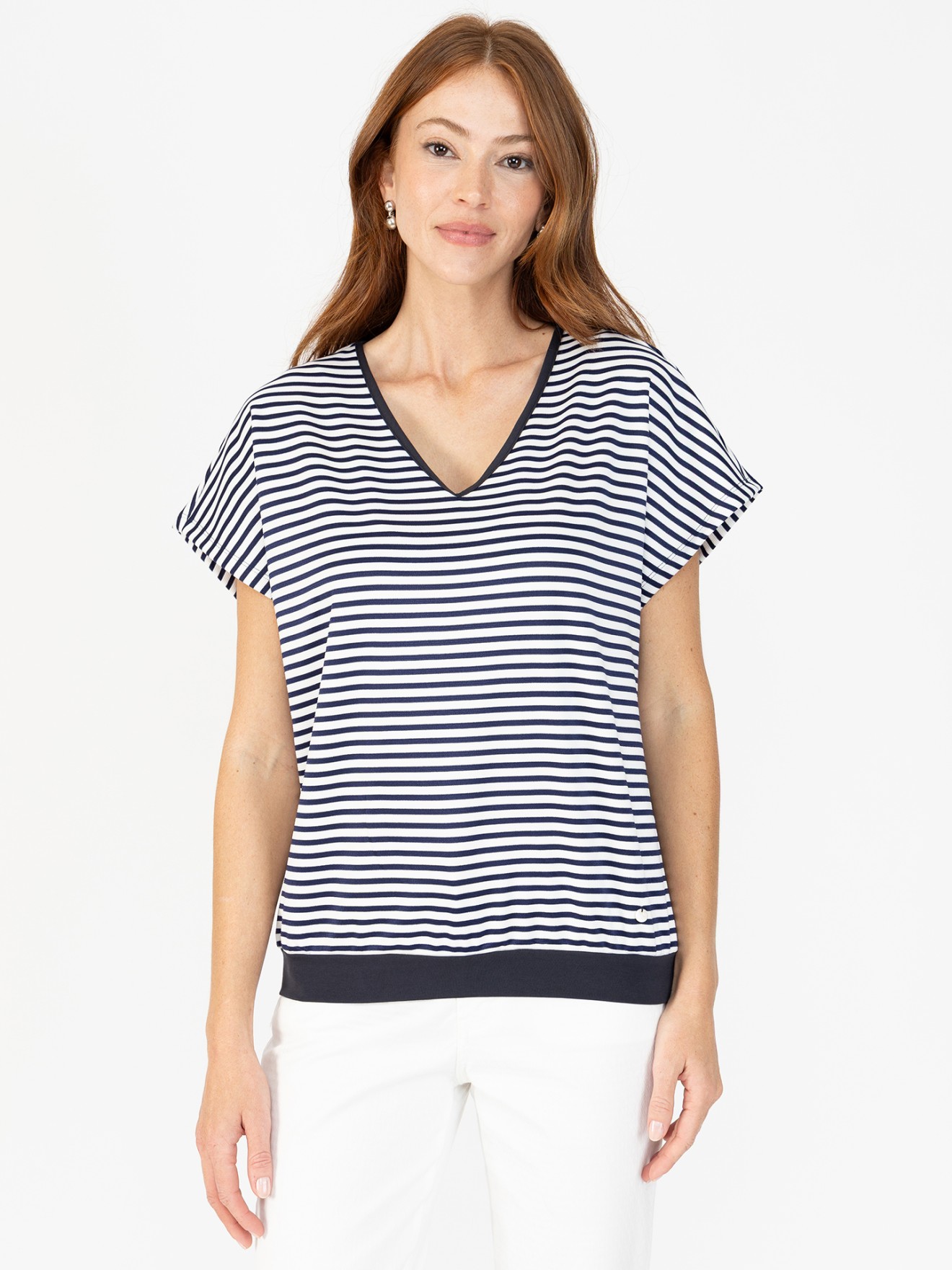 Blusa �s Riscas com Manga Morcego