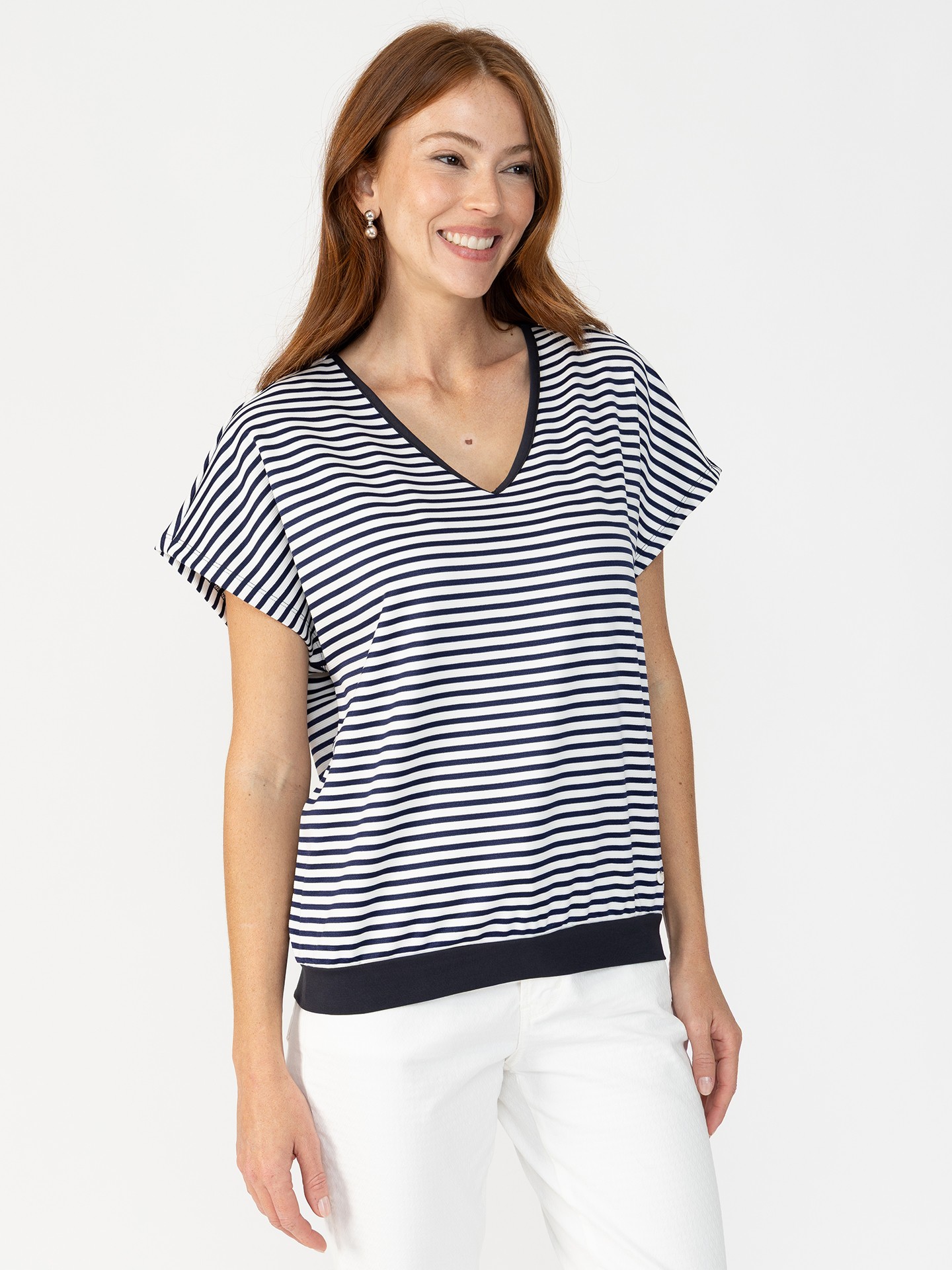 Blusa às Riscas com Manga Morcego