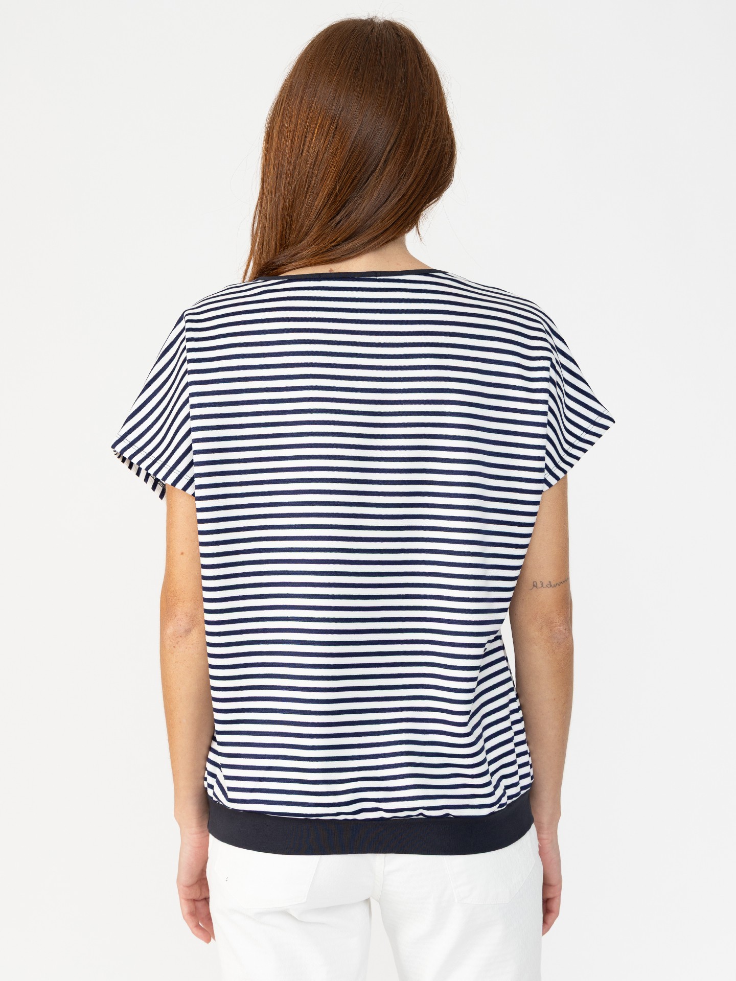 Blusa às Riscas com Manga Morcego