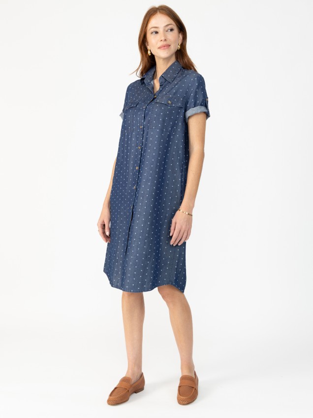 Vestido Camiseiro com Padrão