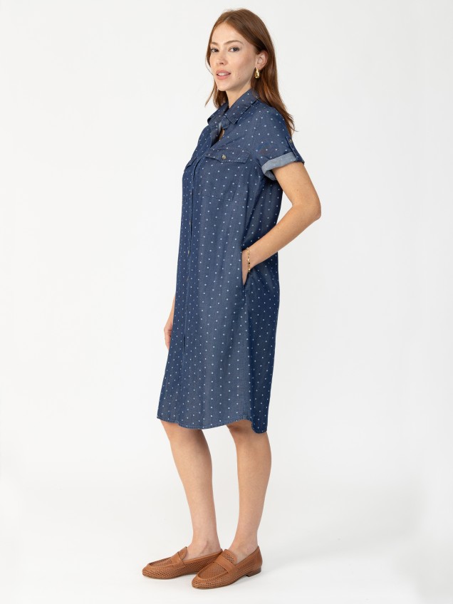 Vestido Camiseiro com Padrão