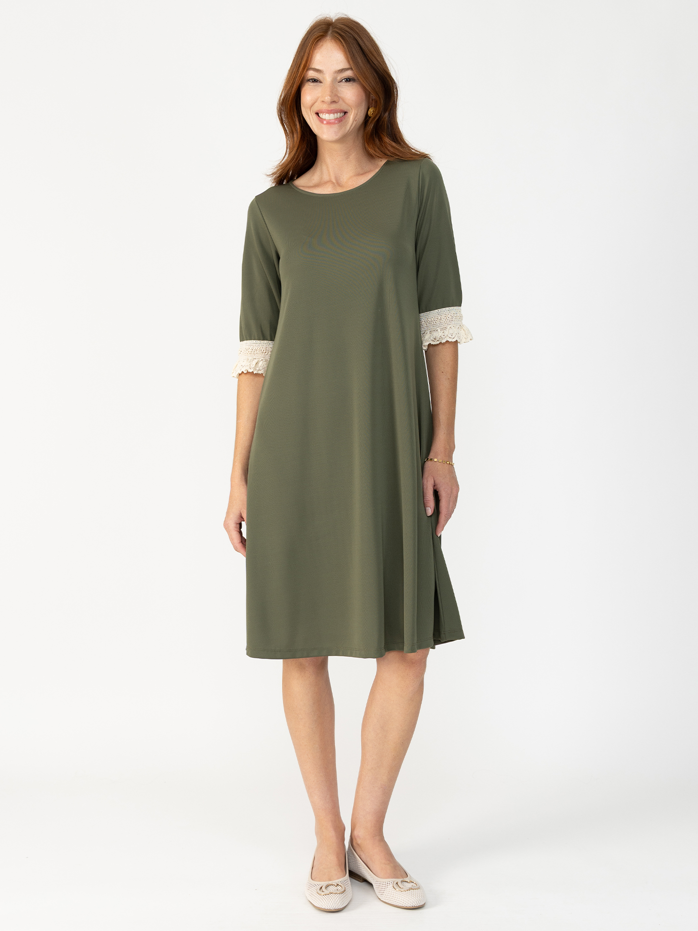 Vestido de Malha com Renda