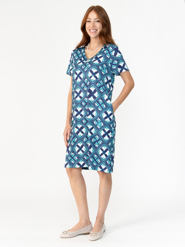 Vestido de Malha com Padrão