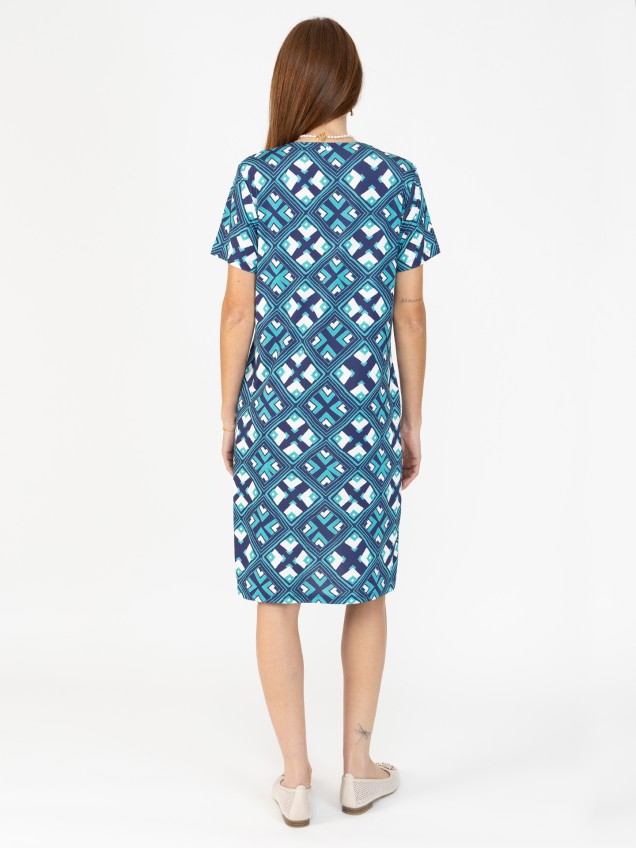 Vestido de Malha com Padrão