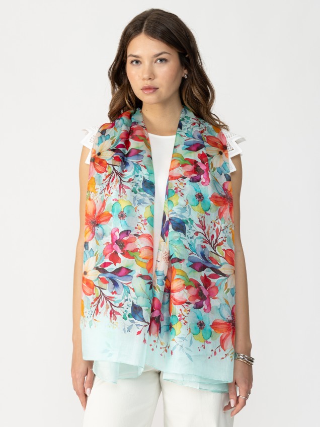 Echarpe com Estampado Floral