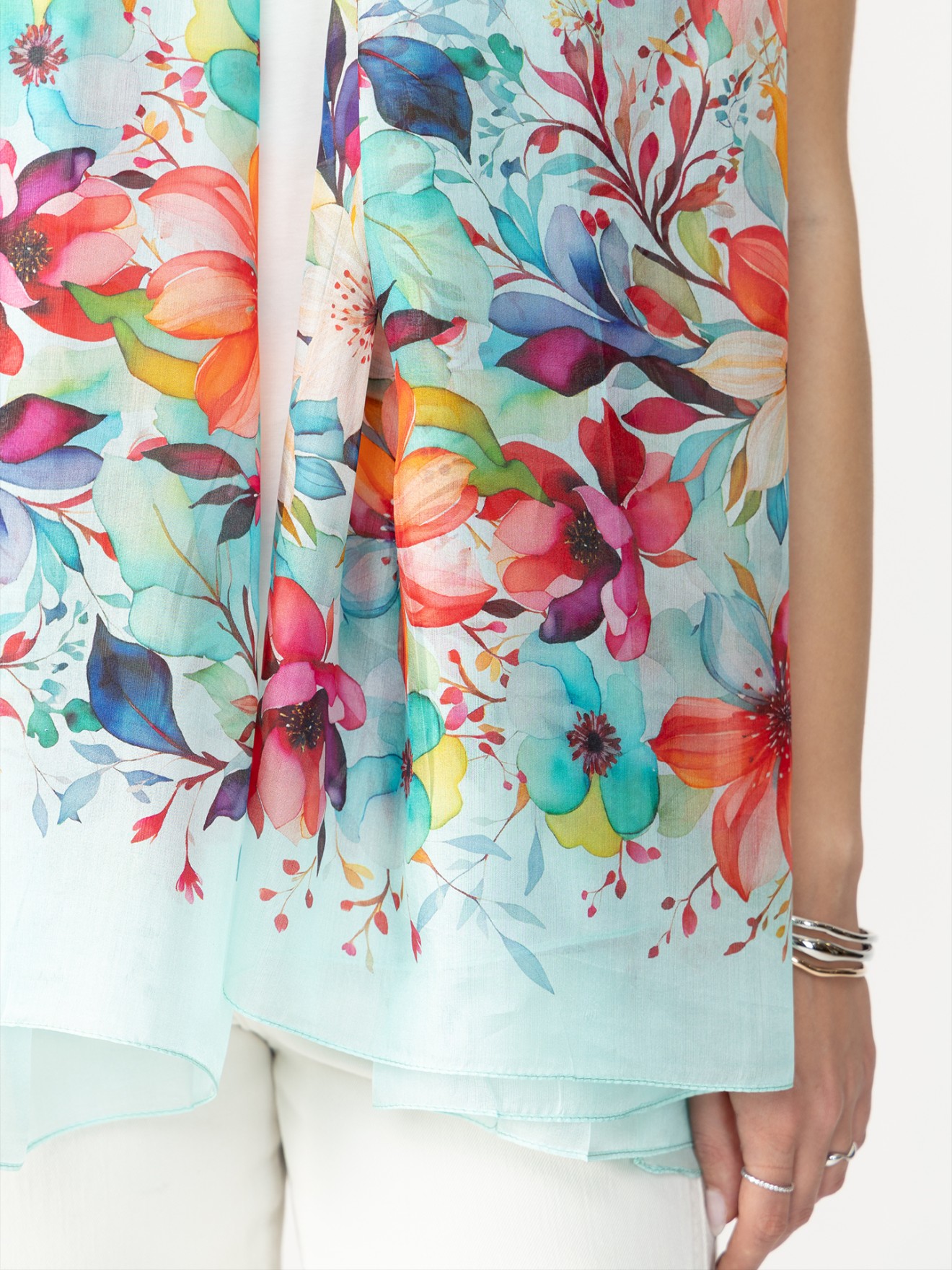 Echarpe com Estampado Floral