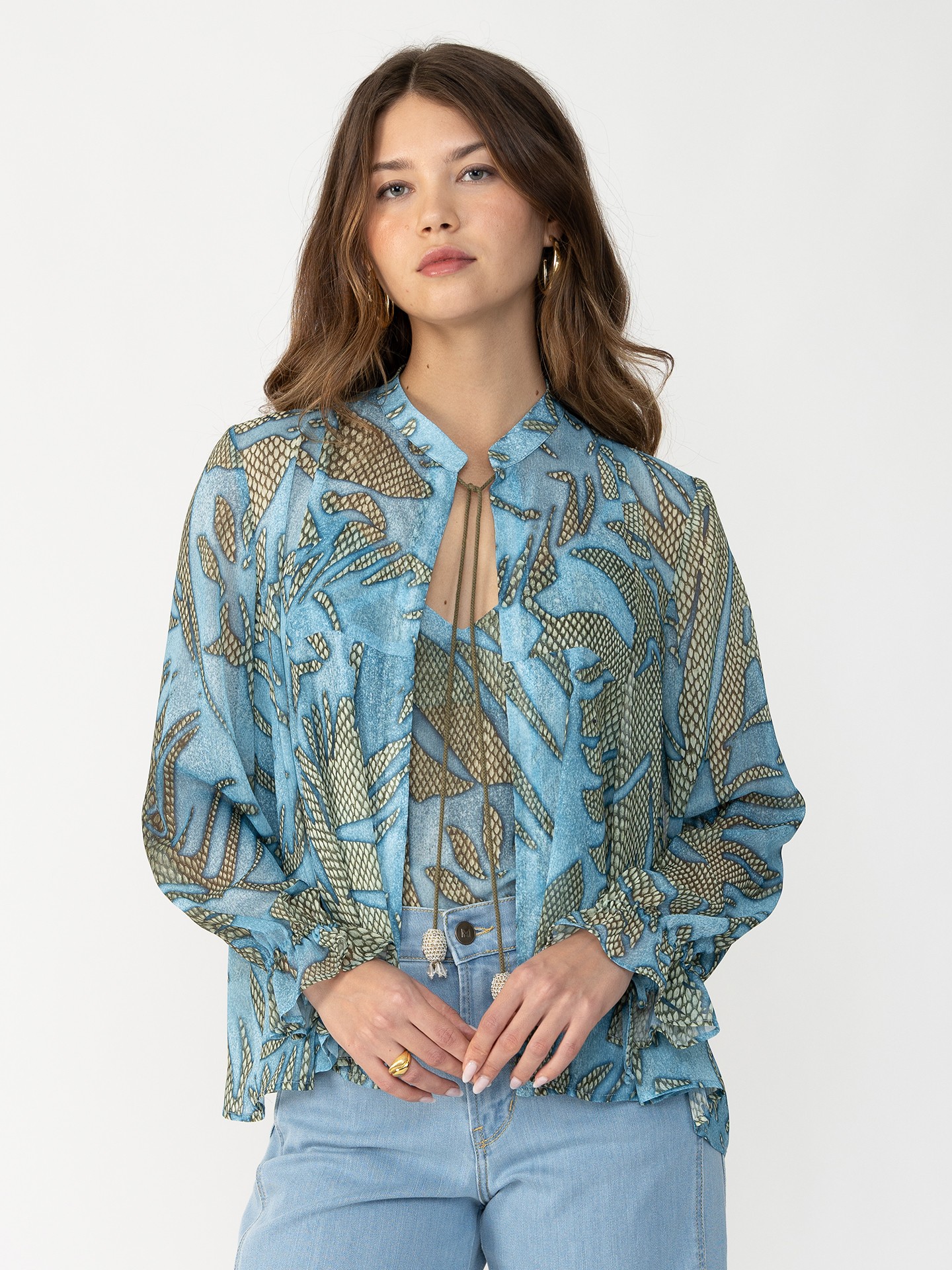 Blusa Semi Transparente Estampada