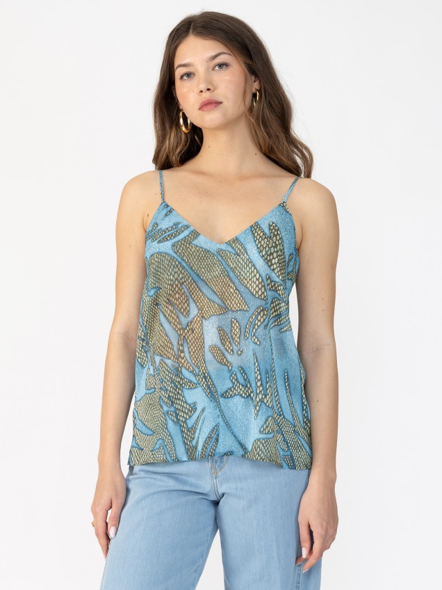 Top Estampado com Alças Finas