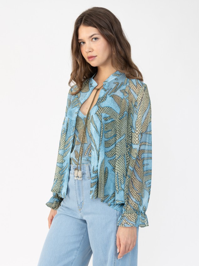 Blusa Semi Transparente Estampada