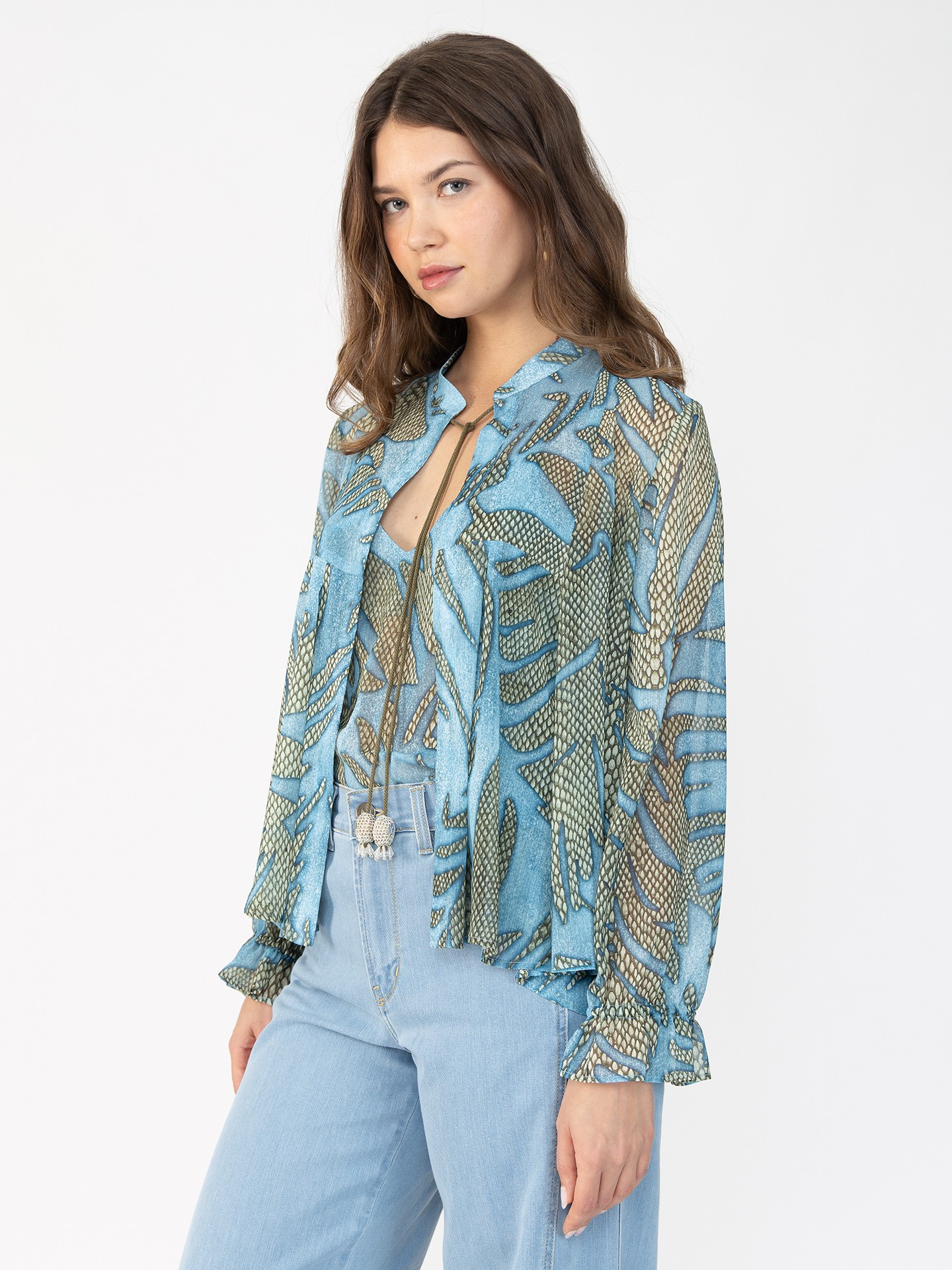 Blusa Semi Transparente Estampada