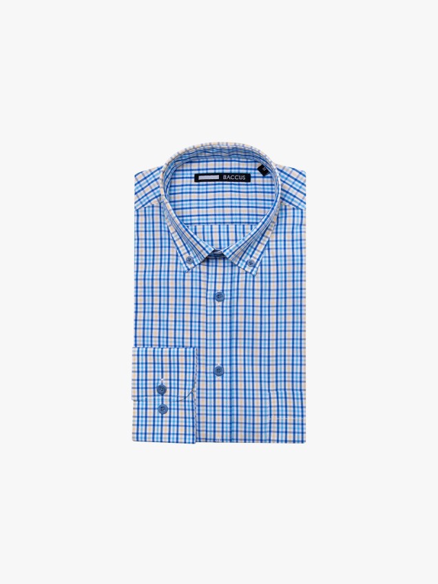 Camisa de Manga Comprida aos Quadrados