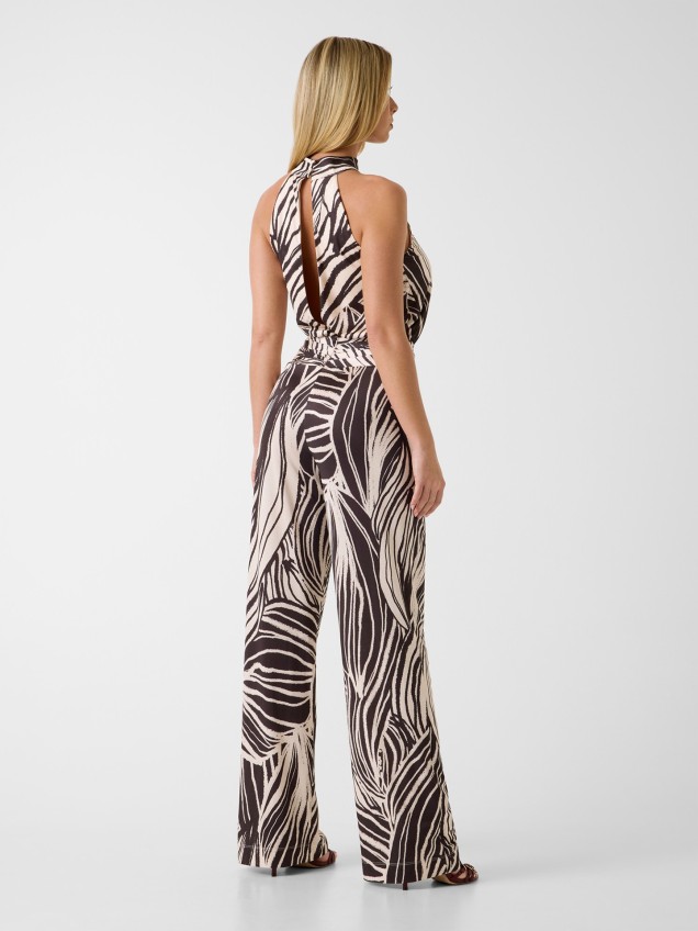 Macacão Estampado com Decote Halter
