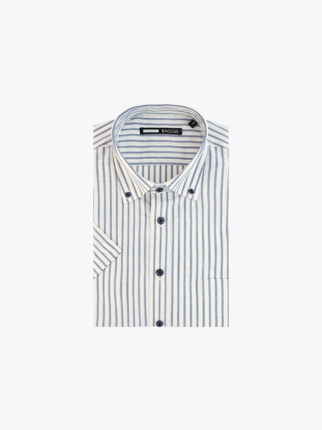 Camisa de Manga Curta às Riscas